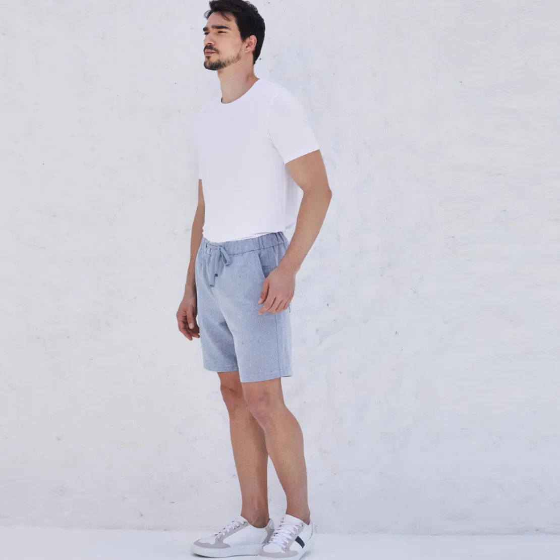 Calças E Bermudas>Basico.com Bermuda Algodão Eco Masculina - Azul Marinho