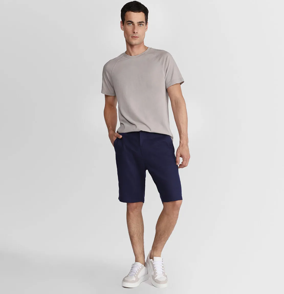 Linho | Calças E Bermudas>Basico.com Bermuda Linho Masculina - Azul Marinho