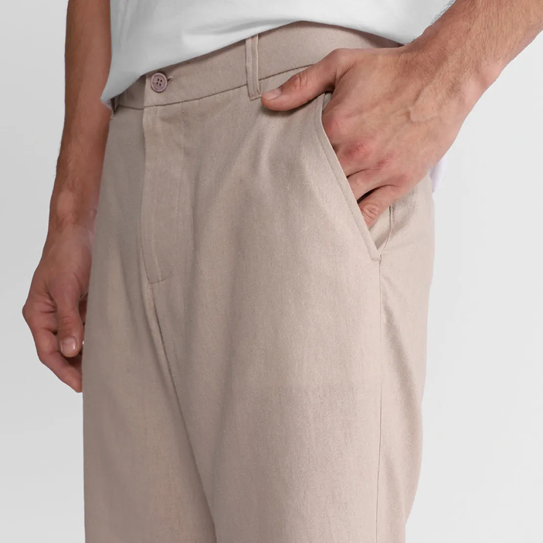 Linho | Calças E Bermudas>Basico.com Bermuda Linho Masculina - Bege