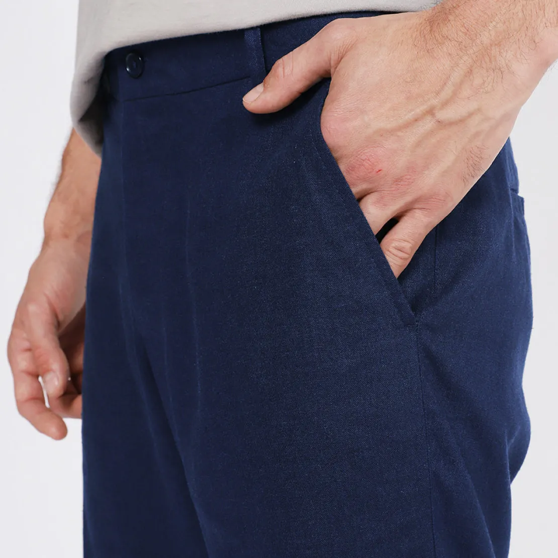 Linho | Calças E Bermudas>Basico.com Bermuda Linho Masculina - Azul Marinho