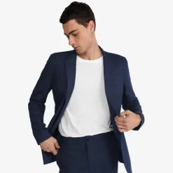Linho>Basico.com Blazer Linho Masculino - Azul