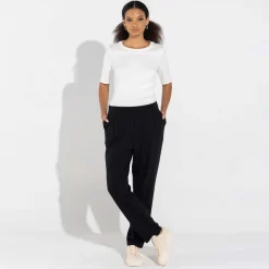 Blusas E Casacos | Blusas>Basico.com Blusa Algodão Canelado Manga Curta Feminina - Off White