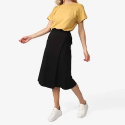 Blusas E Casacos>Basico.com Blusa Algodão Ultraleve Decote Costas Feminina - Amarelo Mel