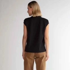 Blusas E Casacos | Camisetas>Basico.com Blusa Algodão Ultraleve Franzida Feminina - Preto