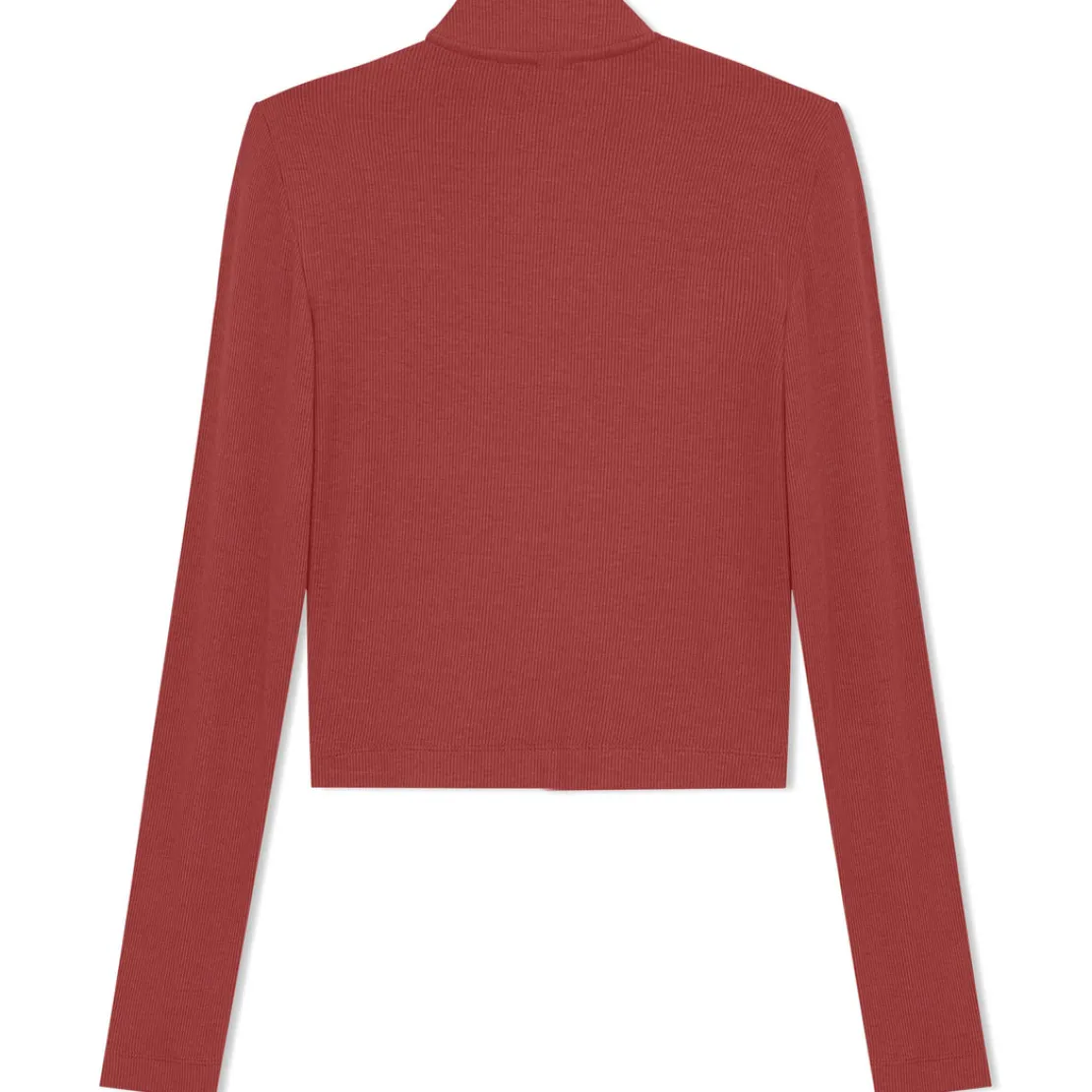 Blusas E Casacos>Basico.com Blusa Canelada Viscose Gola Alta Feminina - Marsala