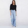Blusas E Casacos | Viscose>Basico.com Blusa Canelada Viscose Manga 3/4 Feminina - Preto