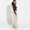 Blusas E Casacos | Blusas>Basico.com Blusa Canelado Algodão Gola Alta Feminina - Marrom