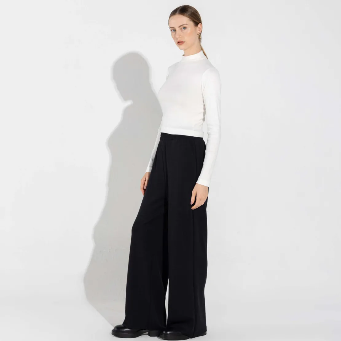 Blusas E Casacos | Blusas>Basico.com Blusa Canelado Algodão Gola Alta Feminina - Off White