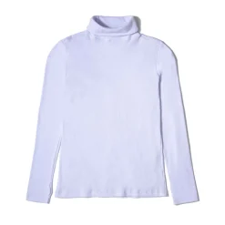 Camisetas>Basico.com Blusa Canelado Algodão Gola Rolê Feminina - Branco