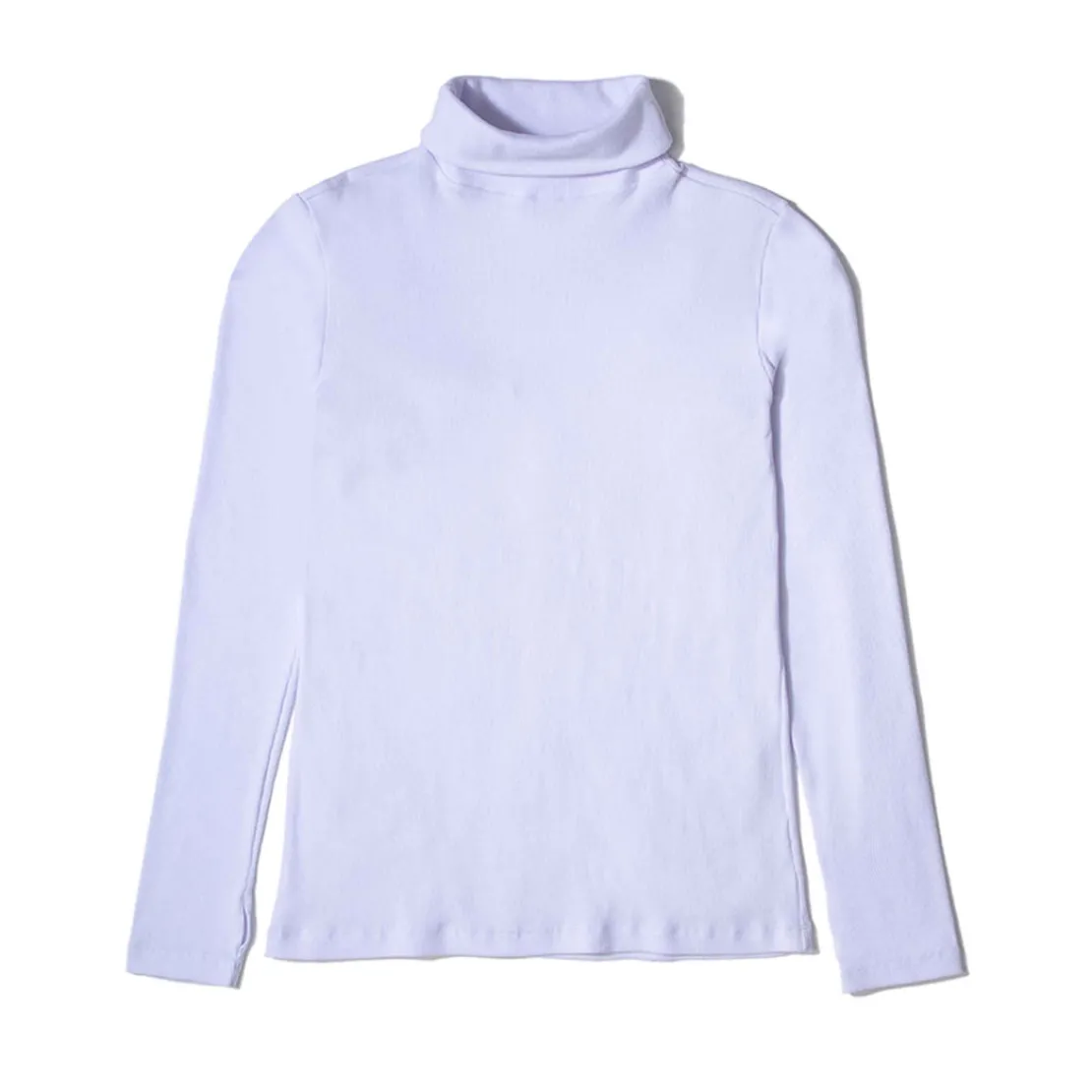 Camisetas>Basico.com Blusa Canelado Algodão Gola Rolê Feminina - Branco