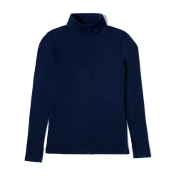 Camisetas>Basico.com Blusa Canelado Algodão Gola Rolê Feminina - Azul Marinho