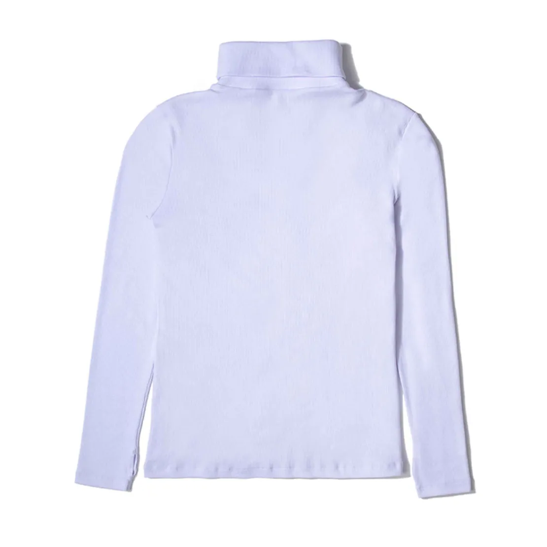 Camisetas>Basico.com Blusa Canelado Algodão Gola Rolê Feminina - Branco