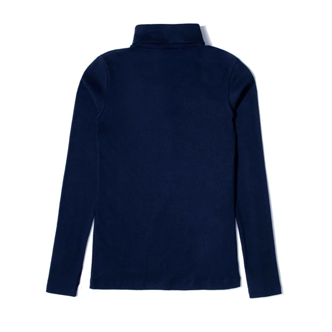 Camisetas>Basico.com Blusa Canelado Algodão Gola Rolê Feminina - Azul Marinho