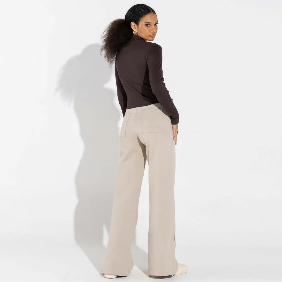 Blusas E Casacos | Blusas>Basico.com Blusa Canelado Algodão Gola Alta Feminina - Marrom
