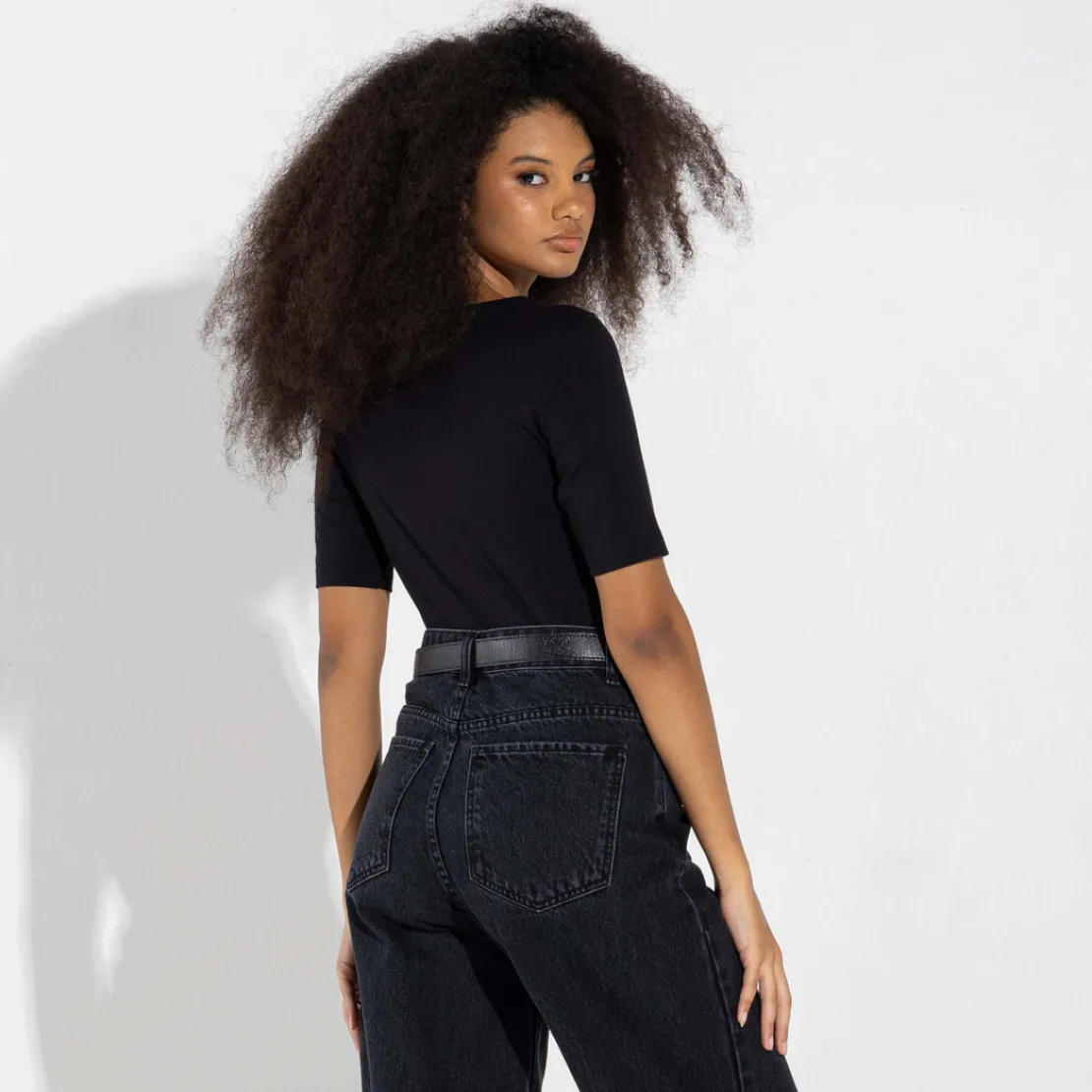 Blusas | Blusas E Casacos>Basico.com Blusa Cotton Pima Decote Canoa Feminina | Life Collection - Preto