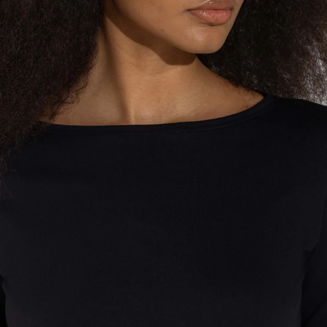 Blusas | Blusas E Casacos>Basico.com Blusa Cotton Pima Decote Canoa Feminina | Life Collection - Preto