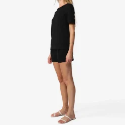 Blusas E Casacos>Basico.com Blusa Malha Estruturada Decote Canoa Feminina - Preto