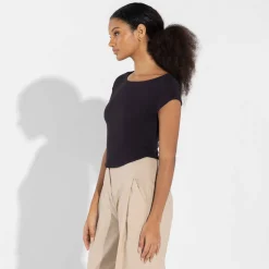 Blusas E Casacos | Blusas>Basico.com Blusa Modal Cropped Feminina | Travel Collection - Preto