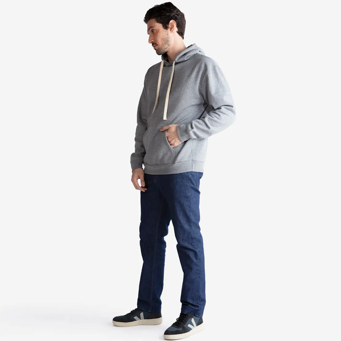 Moletons | Moletons>Basico.com Blusa Moletom Felpa Com Capuz Masculina - Mescla Escuro