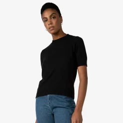 Blusas E Casacos | Tricot>Basico.com Blusa Tricot Manga Curta Feminina - Preto