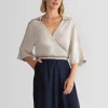 Blusas E Casacos | Viscose>Basico.com Blusa Viscose Manga 3/4 - Bege Claro
