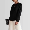 Blusas E Casacos>Basico.com Blusa Viscose Manga Longa - Preto