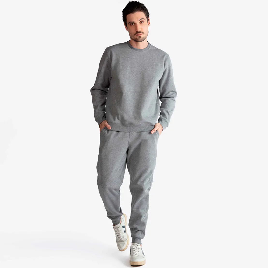 Blusas E Casacos | Moletons>Basico.com Blusão Moletom Flanelado - Mescla Escuro