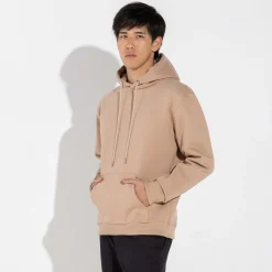 Moletons | Moletons>Basico.com Blusão Moletom Flanelado Capuz - Bege Camel