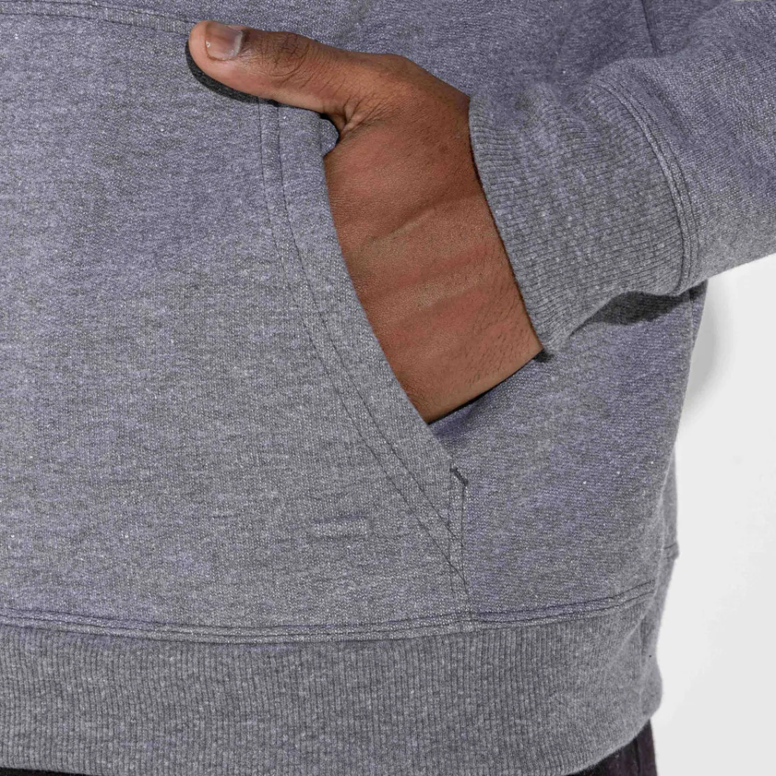 Blusas E Casacos | Moletons>Basico.com Blusão Moletom Flanelado Capuz - Mescla Escuro