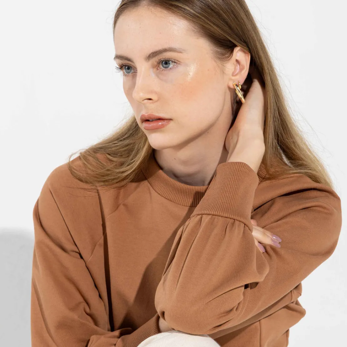 Blusas E Casacos | Moletons>Basico.com Blusão Moletom Leve Feminino - Ocre