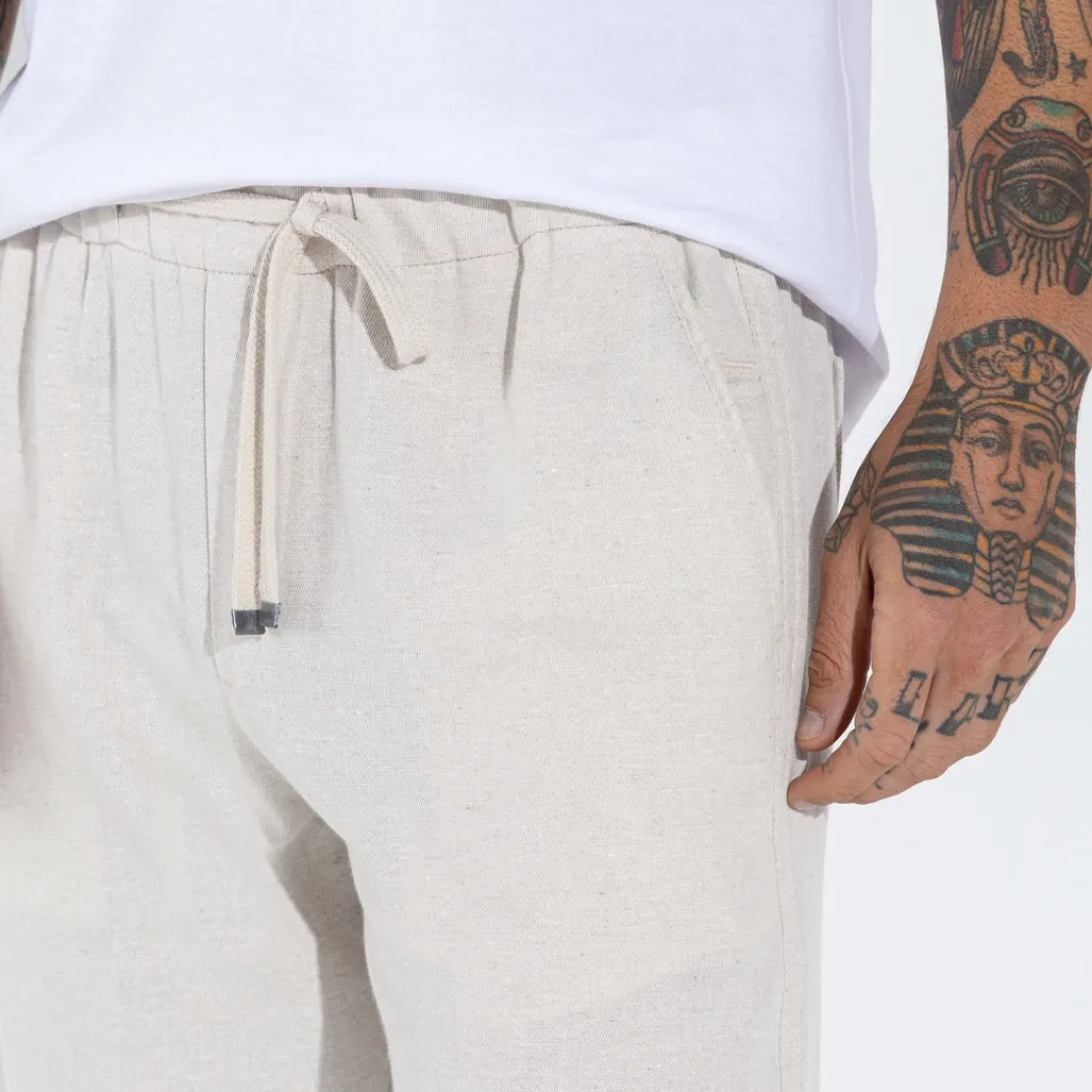 Calças E Bermudas>Basico.com Calça Algodão Eco Masculina - Bege Areia