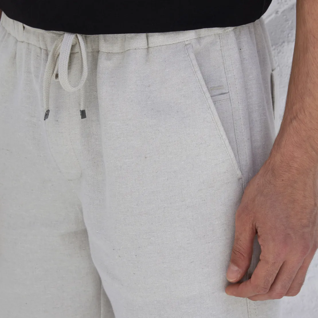 Calças E Bermudas>Basico.com Calça Algodão Eco Masculina - Bege Areia