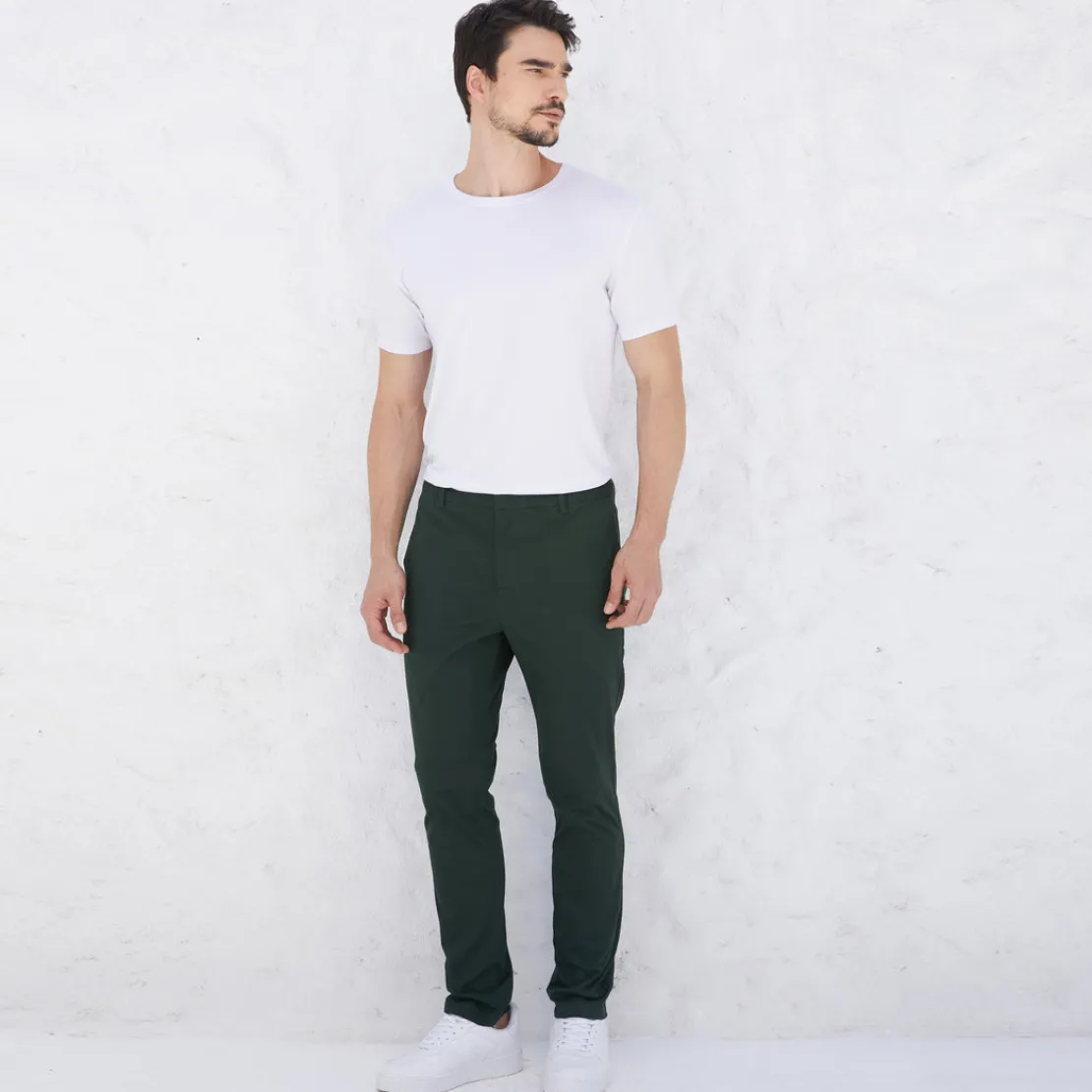 Calças E Bermudas | Masculino>Basico.com Calça Algodão Stretch Masculina - Verde Cedro