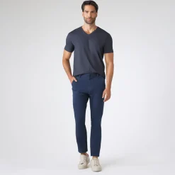 Calças E Bermudas>Basico.com Calça Chino Sarja Masculina - Azul Marinho