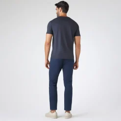 Calças E Bermudas>Basico.com Calça Chino Sarja Masculina - Azul Marinho