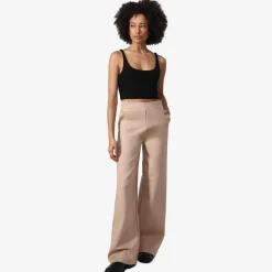 Calças>Basico.com Calça Dense Modal Regulável Feminina | Travel Collection - Bege Camel
