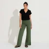 Calças | Feminino>Basico.com Calça Fenda Lateral Feminina - Verde Pinheiro