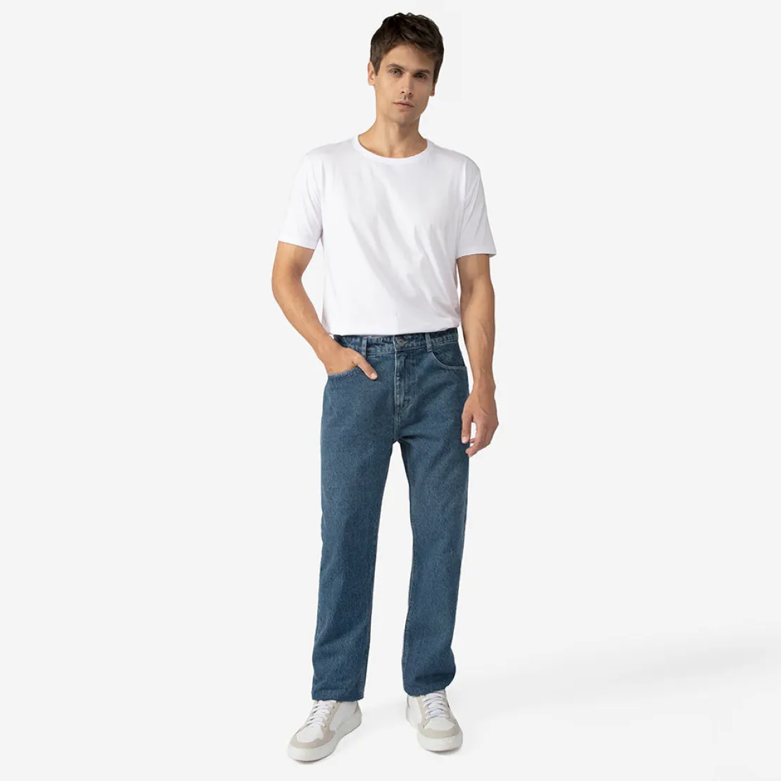 Jeans | Calças E Bermudas>Basico.com Calça Jeans Clássica Masculina - Azul Jeans Médio