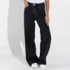 Calças | Jeans>Basico.com Calça Jeans Wide Feminina - Preto Estonado