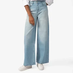 Calças | Jeans>Basico.com Calça Jeans Wide Feminina - Azul Claro