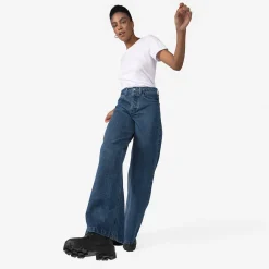 Calças | Jeans>Basico.com Calça Jeans Wide Feminina - Azul Jeans Médio
