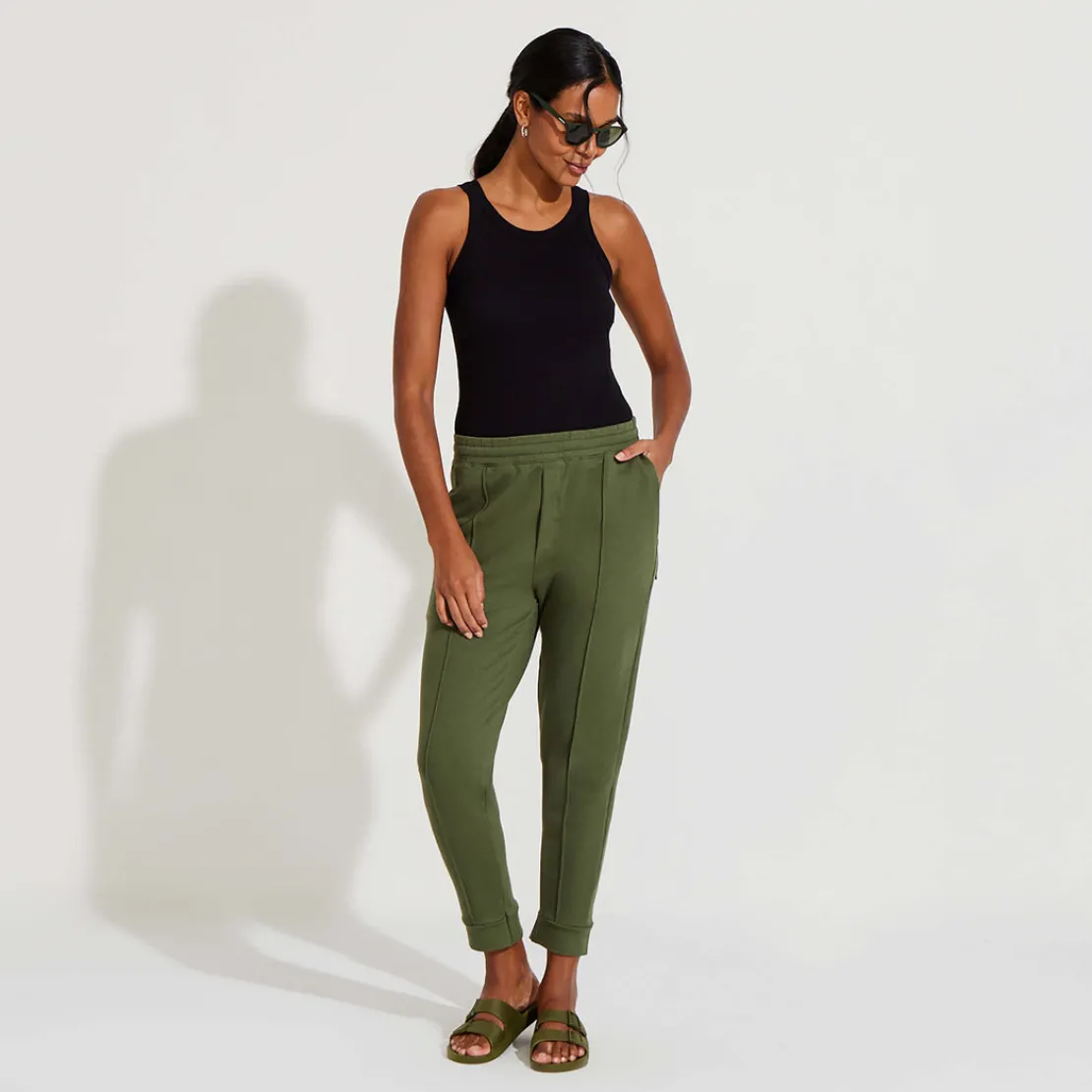 Calças | Linho>Basico.com Calça Jogger Moletinho Strech Linho Unissex - Verde Figo