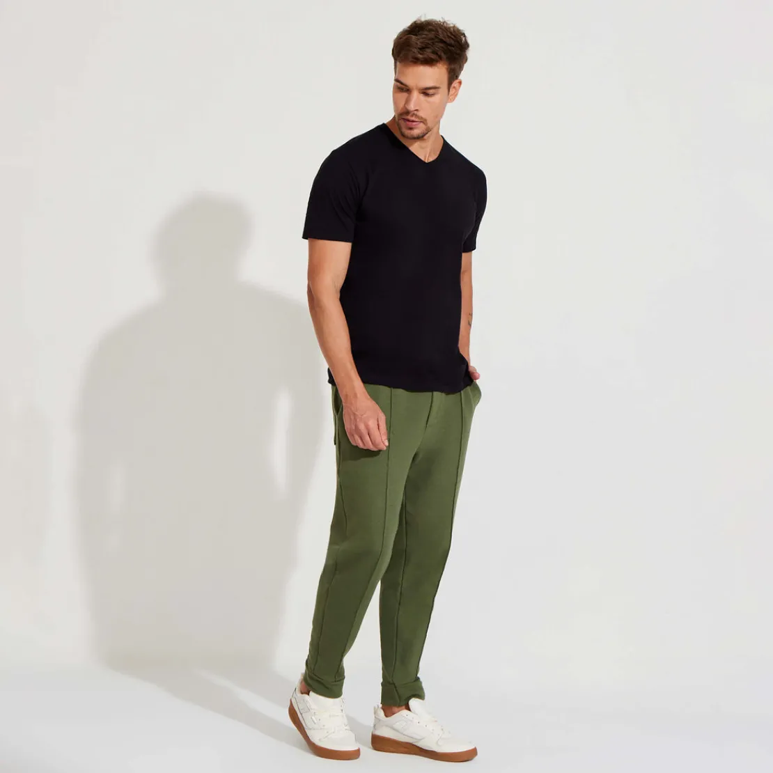 Calças | Linho>Basico.com Calça Jogger Moletinho Strech Linho Unissex - Verde Figo