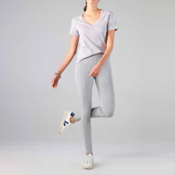 Calças>Basico.com Calça Legging Malha Estruturada - Mescla Claro