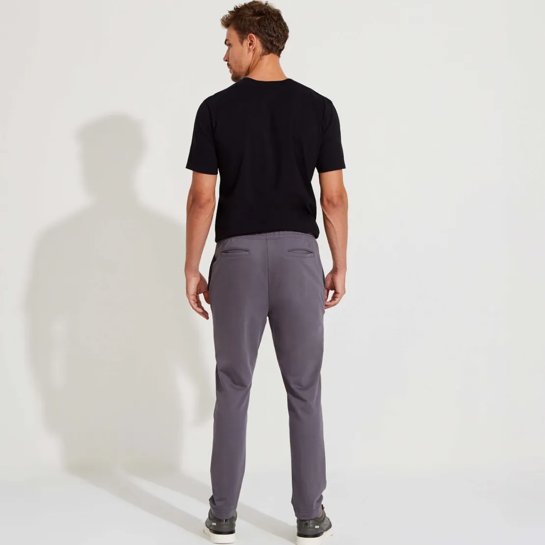 Calças E Bermudas | Masculino>Basico.com Calça Reta Amarração Masculina - Cinza Granito