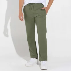 Calças | Linho>Basico.com Calça Reta Linho - Verde Militar