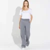 Moletons | Moletons>Basico.com Calça Reta Moletom Flanelado Feminina - Mescla Escuro