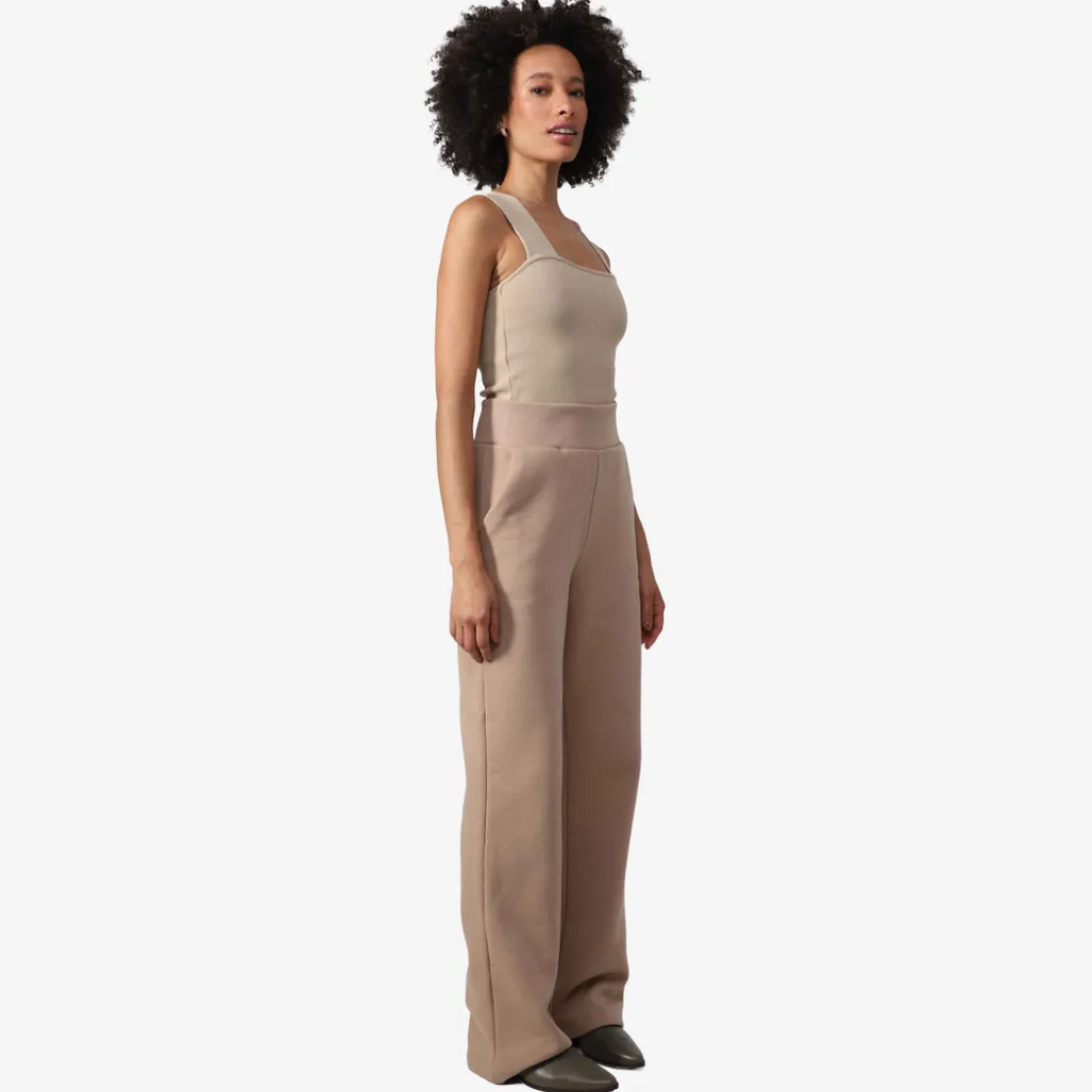 Moletons | Moletons>Basico.com Calça Reta Moletom Flanelado Feminina - Bege Camel