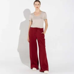 Moletons | Moletons>Basico.com Calça Wide Leg Moletom Flanelado Feminina - Vermelho Escarlate