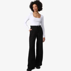 Moletons | Moletons>Basico.com Calça Wide Leg Moletom Flanelado Feminina - Preto